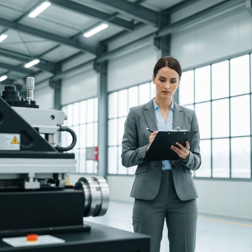 Professional conducting a compliance audit in a modern facility