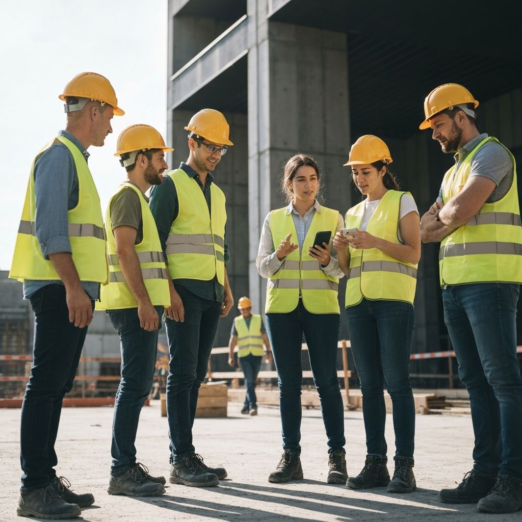 Workers being onboarded to digital safety tools on site